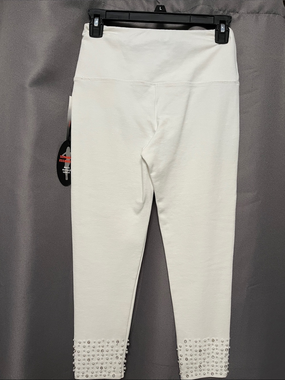 Pearl-Trim White Cropped Leggings - Picture 5 of 5